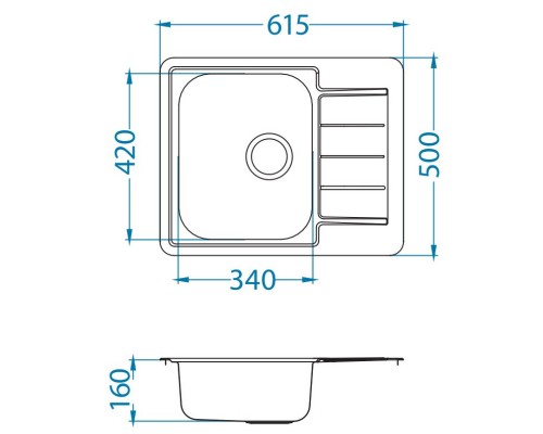 Кухонная мойка Alveus Line 110 NAT полированная сталь 1122317