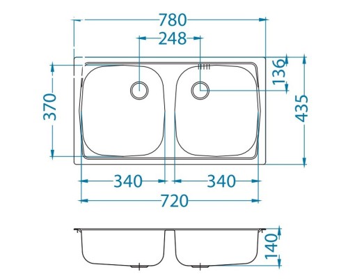 Кухонная мойка Alveus Basic 160 LEI декоративная сталь 1039145