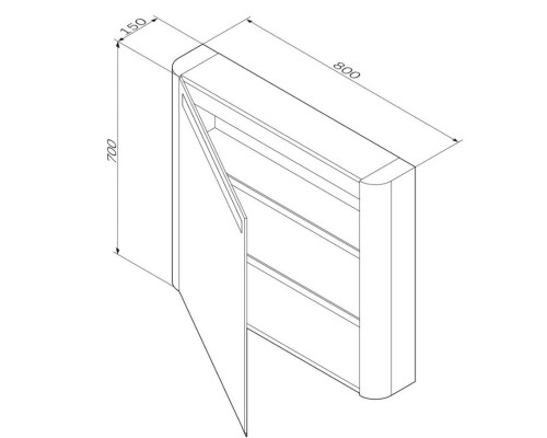 Зеркальный шкаф 80x70 см серый шелк глянец L Am.Pm Sensation M30MCL0801FG