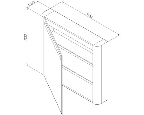 Зеркальный шкаф 80x70 см белый глянец L Am.Pm Sensation M30MCL0801WG