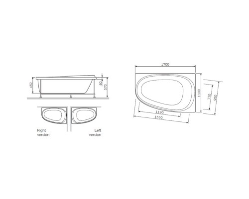 Акриловая ванна 170x110 см L Am.Pm Like W80A-170L110W-A