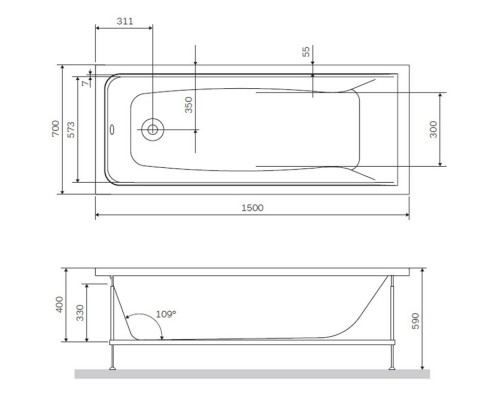 Акриловая ванна 150x70 см Am.Pm Gem W90A-150-070W-A