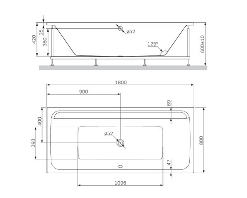 Акриловая ванна 180x80 см Am.Pm Inspire 2.0 W52A-180-080W-A