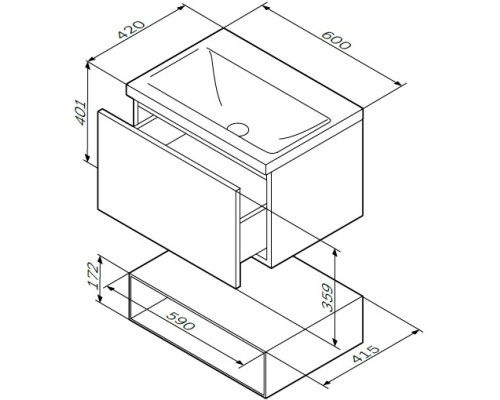 Тумба белый глянец 60 см Am.Pm Gem M90FHX06021WG