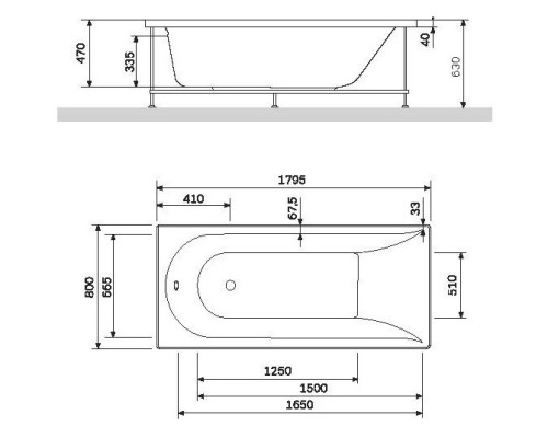 Акриловая ванна 179,5x80 см AM.PM Spirit W72A-180-080W-A2