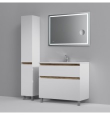 Комплект мебели белый глянец 100 см Am.Pm X-Joy M85AFSX1002WG + M85AWCC1002WG + M91AMOX1003WG