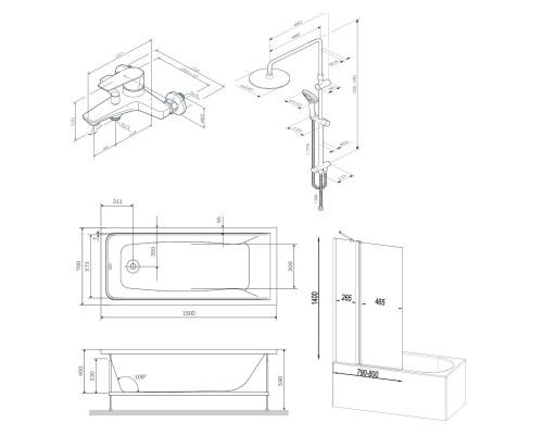 Акриловая ванна 150x70 см Am.Pm Gem W90ASET-150D3W5