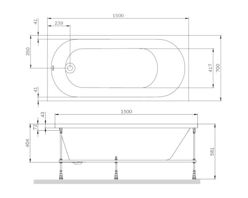 Акриловая ванна 150x70 см Am.Pm X-Joy W94A-150-070W-A1