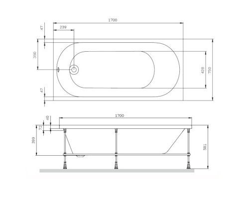 Акриловая ванна 170x75 см Am.Pm X-Joy W94A-170-075W-A