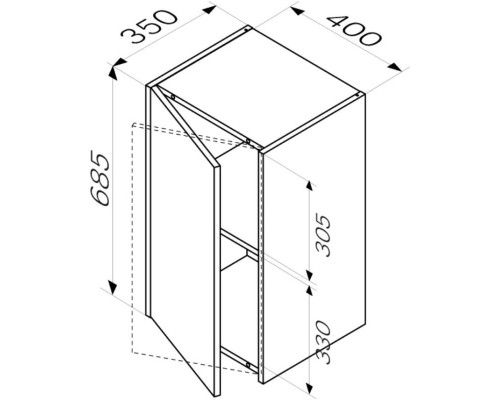 Шкаф одностворчатый 40x68,5 см темное дерево L/R Am.Pm Func M8FCH0402OF