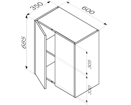 Шкаф двустворчатый 60x68,5 см темное дерево Am.Pm Func M8FCH0602OF