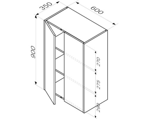 Шкаф двустворчатый 60x90 см белый глянец Am.Pm Func M8FCH06029WG