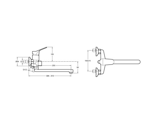 Смеситель для ванны Jacob Delafon Brive E78117-CP + E99898RU-CP