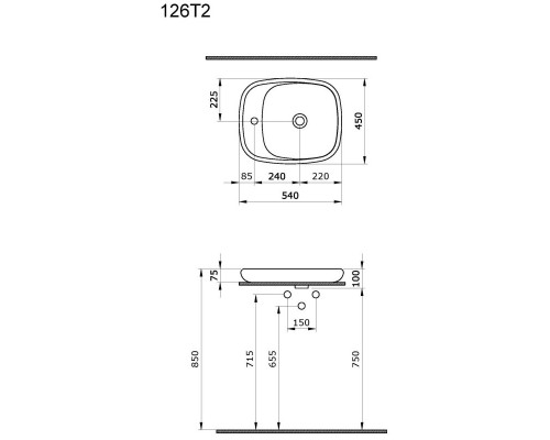 Раковина 54х45 см Ambassador Diamond 126T20401