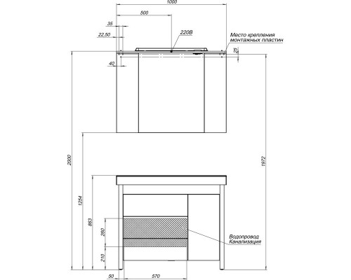 Зеркальный шкаф 100x74,6 см венге/белый Aquanet Тиана 00172679