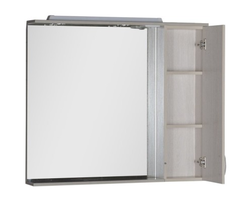 Зеркальный шкаф 100x87 см с подсветкой белый дуб Aquanet Донна 00169184