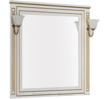 Зеркало 90x96,3 см белый золотая патина Aquanet Паола 00186108