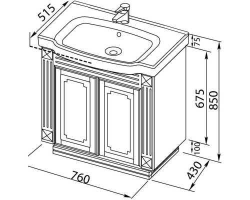 Тумба белый 76 см Aquanet Фредерика 00170095