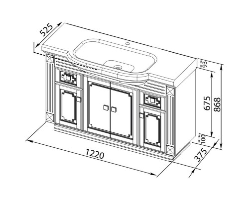 Тумба белый 122 см Aquanet Фредерика 00182009