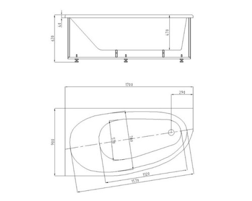 Акриловая ванна 170x90 см левая Aquatek Дива DIV170-0000002