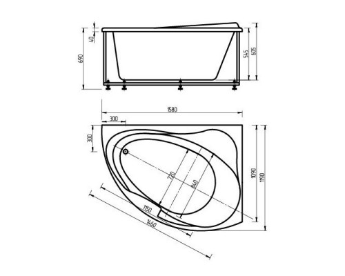 Акриловая ванна 158x119 см правая Aquatek Альтаир ALT160-0000008