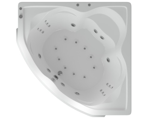 Акриловая гидромассажная ванна 164x164 см пневматическое управление плоские форсунки+спинной массаж 12 форсунок Aquatek Сириус