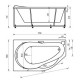 Акриловая гидромассажная ванна 170x100 см левая пневматическое управление стандартные форсунки Aquatek Таурус