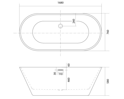 Акриловая ванна 168x76 см Aquatek Хорса AQ-5776