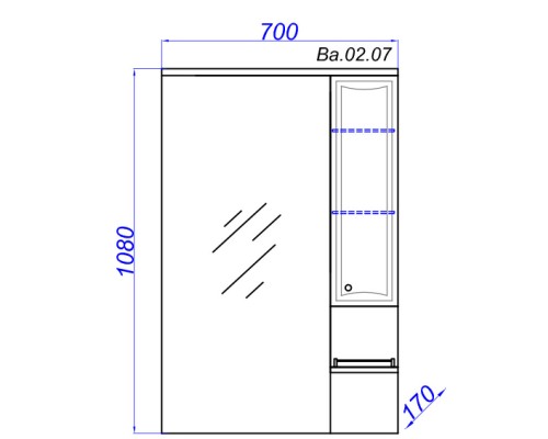 Зеркальный шкаф 70x108 см белый глянец Aqwella Barcelona Ba.02.07