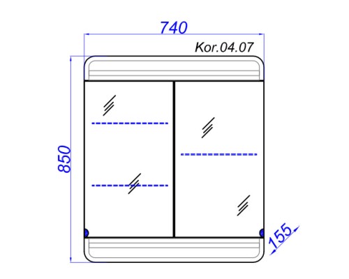 Зеркальный шкаф 74x85 см белый глянец Aqwella Corsica Kor.04.07