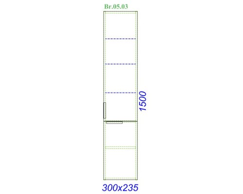 Пенал подвесной белый глянец Aqwella Brig Br.05.03/W