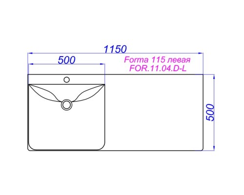 Раковина над стиральной машиной 115х50 см Aqwella Forma FOR.11.04.D-L