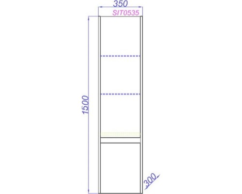 Пенал подвесной дуб балтийский/белый глянец L/R Aqwella City SIT0535DB