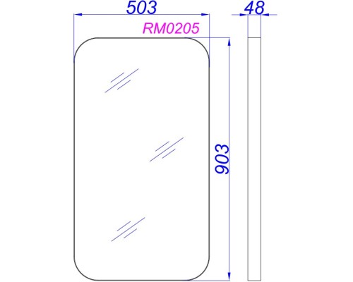 Зеркало 50,3x90,3 см черный Aqwella RM RM0205BLK