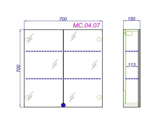 Комплект мебели белый глянец 76,5 см Aqwella Allegro Agr.01.07/3 + 4620008197470 + MC.04.07