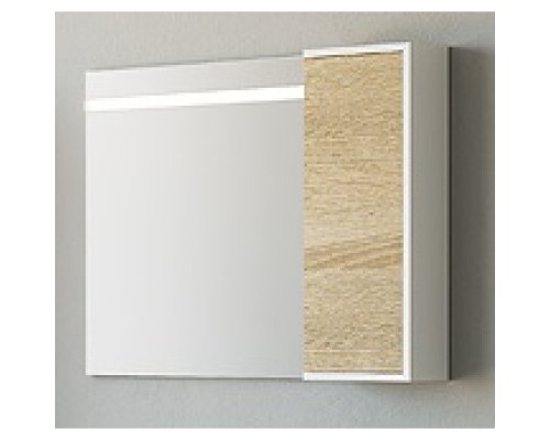 Зеркальный шкаф 90х65 см с подсветкой белый глянец/дуб сонома Aqwella 5 Stars Miami Mai.02.09
