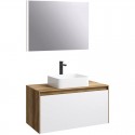 Комплект мебели дуб балтийский/белый глянец 100 см Aqwella 5 Stars Mobi MOB0110DB + MOB0710W + 641945 + SM0210