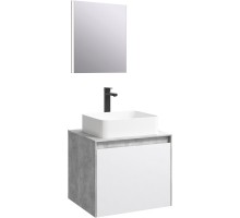 Комплект мебели бетон светлый/белый глянец 61 см Aqwella 5 Stars Mobi MOB0106BS + MOB0706W + 641945 + SM0206