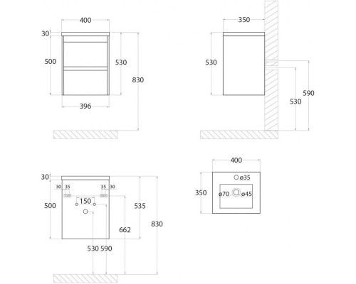 Тумба Cemento Veneto 39,6 см Art&Max Family FAMILY-400-2C-SO-CV