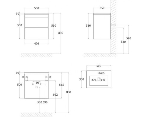 Тумба Cemento Veneto 49,6 см Art&Max Family FAMILY-500-2C-SO-CV