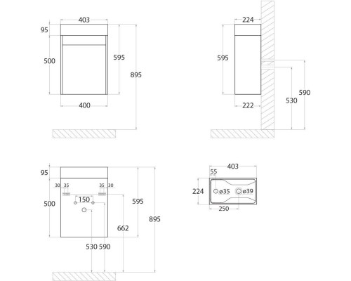 Тумба Bianco Lucido 40 см Art&Max Family FAMILY-400-1D-SO-BL