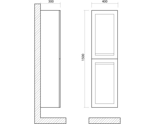 Пенал подвесной Cappuccino Matt L/R Art&Max Platino AM-Platino-1500-2A-SO-CM