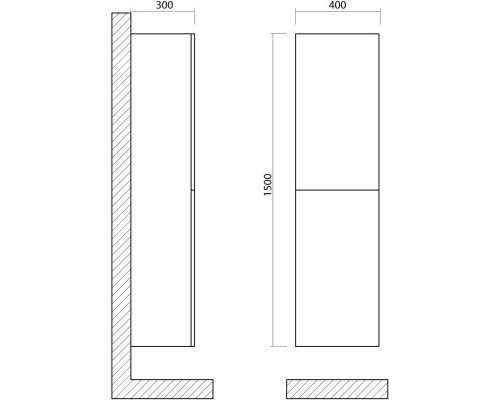 Пенал подвесной Pietra Chiaro L/R Art&Max Verona Push AM-Verona-Push-1500-2A-SC-St