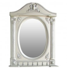 Зеркало 71,5x94,5 см белый жемчуг серебряная патина Atoll Наполеон