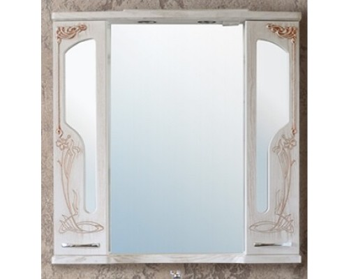Зеркальный шкаф 92x96,5 см белое дерево медная патина Atoll Барселона