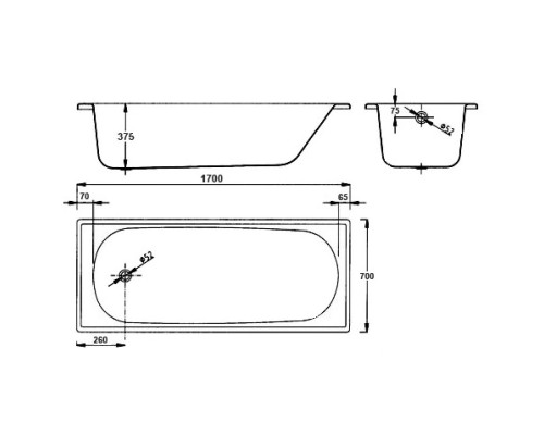 Стальная ванна 170x70 см BLB Europa B70ESLS