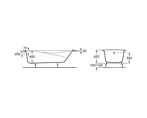 Чугунная ванна 170x80 см BLB America S498075V2000000RN