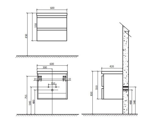 Тумба белый глянец 60 см BelBagno Energia-N ENERGIA-N-600-2C-SO-BL