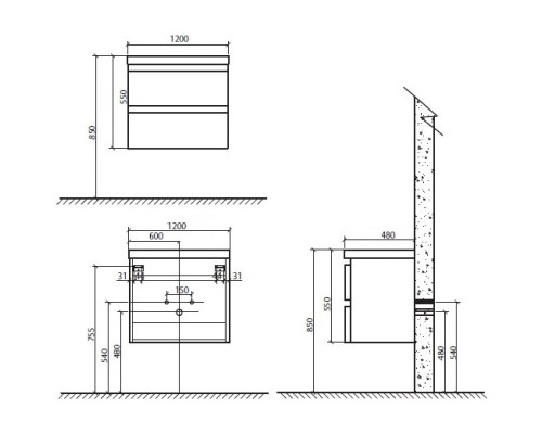 Тумба белый глянец 120 см BelBagno Energia-N ENERGIA-N-1200-2C-SO-BL