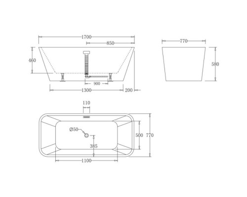 Акриловая ванна 170x77 см BelBagno BB60-1700